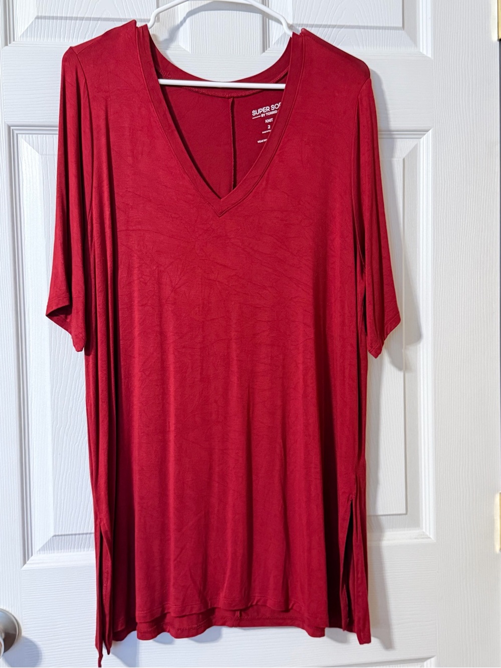 Torrid Brick Red vneck tunic with side split 2x